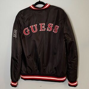 Guess Los Angeles Mens Button Up Varsity Jacket SZ L. Black. Like new!!